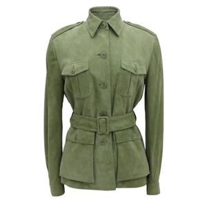 Ralph Lauren Purple Label Suede Jacket Leather Safari Field Belted Runway 10 $6K